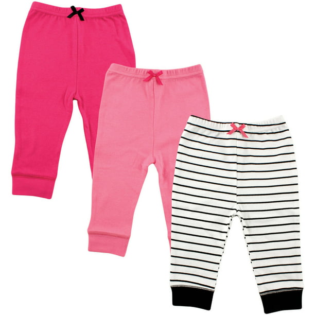 Luvable Friends Girl Baby Tapered Ankle Pants 3-Pack Pink Stripes